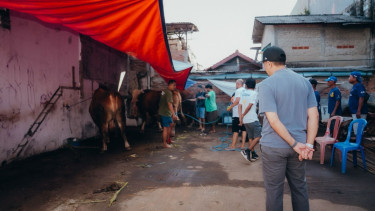 Wakil Ketua Komisi III DPR Ahmad Sahroni menyalurkan hewan kurban