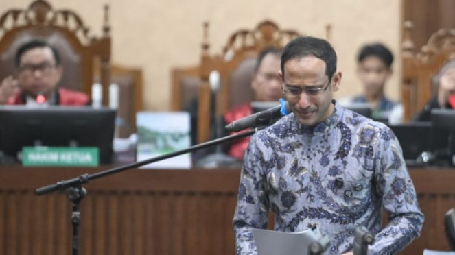 Nadiem Makarim saat Bacakan Pleidoi