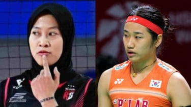 Kolase foto Megawati Hangestri dan An Se-young, pebulutangkis nomor satu Korea Selatan.