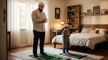 Ilustrasi shalat dengan anak