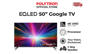 Polytron Smart Cinemax EQLED TV, Polytron Smart Cinemax EQLED TV, Desain Premium yang Mewah, Teknologi Layar EQLED dengan 1,07 Miliar Warna, Prosesor QLE AI: Gambar Buram Jadi Tajam, Sistem Audio Bi-directional dengan Speaker Powerful, Google TV dengan Navigasi Super Cepat, Konektivitas Lengkap untuk Semua Kebutuhan, Garansi 5 Tahun, Bonus Vidio dan Mola TV Premium Gratis, Produk Lokal yang Layak Jadi Kebanggaan