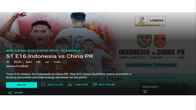 Link Streaming Indonesia vs China Malam Ini