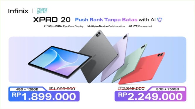 Infinix XPAD 20, Harga dan Isi Paket Penjualan, Desain Minimalis dan Solid, Dimensi dan Bobot, Konektivitas dan Audio, Layar Lebar dan Tajam, Kamera Fungsional dengan Resolusi Tinggi, Performa dan Kapasitas Besar, Layak Jadi Andalan Tablet Murah 2025?