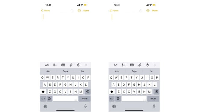 Ilustrasi keyboard HP/keyboard iPhone/notes, 1. Buat Catatan Baru, 2. Atur Kolaborasi, 3. Tambahkan Teman Chat, 4. Kirim Undangan, 5.Mulai Chatting Real-Time, 6. Hapus Riwayat Kapan Saja
