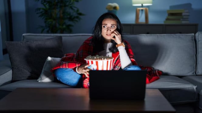 Ilustrasi nonton film di laptop, Situs Ilegal Penuh Malware Tersembunyi, Iklan Pop-up Bisa Jadi Jebakan, Konsumsi Resource Berlebihan, Risiko Keamanan WiFi dan Jaringan, Streaming Legal Lebih Aman dan Nyaman