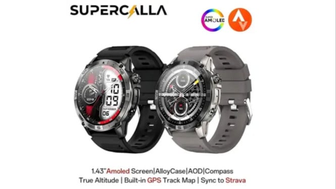 Smartwatch Supercalla HK08, Desain Kuat dan Tampilan Premium, Layar AMOLED Tajam, Sudah Bisa Custom Watch Face, Fitur Kesehatan Lengkap, Tanpa Gimmick, Fitur Outdoor Setara Smartwatch Mewah, Dukung 60 Mode Olahraga, Sudah Punya GPS Sendiri, Baterai Tahan Hingga 14 Hari, Murah Tapi Enggak Murahan