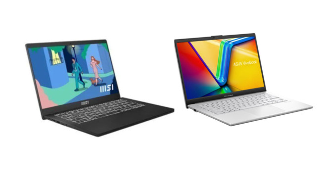 rekomendasi laptop Rp5 jutaan, 1. MSI Modern C12M-1058 – Termurah dengan Office Original, 2. Axioo Hype GKT48 – Spek Tertinggi di Harga Rp5 Jutaan, 3. ASUS Vivobook Go E1404GA – Fitur Paling Lengkap, 4. Acer Aspire Lite AL14-37 – Bobot Super Ringan, RAM DDR5
