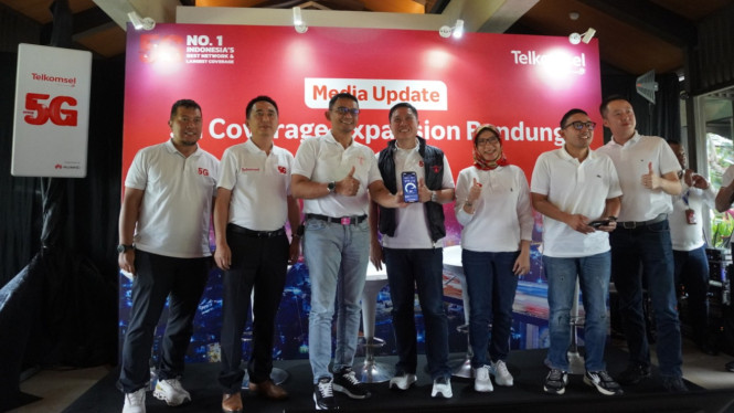 Jaringan 5G Telkomsel di Bandung, Jawa Barat.