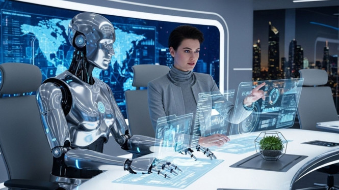 Ilustrasi robot humanoid