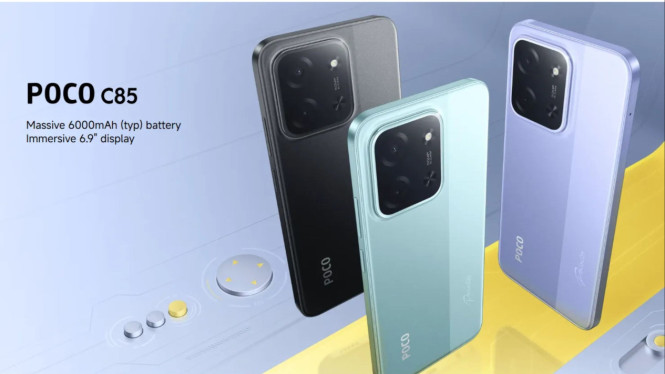 Poco C85, Poco C85., Baterai Jumbo 6000 mAh dengan Fast Charging 33W, Performa Stabil dengan MediaTek Helio G81 Ultra, Layar Luas 17,5 cm dengan Refresh Rate 120 Hz, Kamera Ganda AI 50 MP, Fitur NFC untuk Kebutuhan Digital