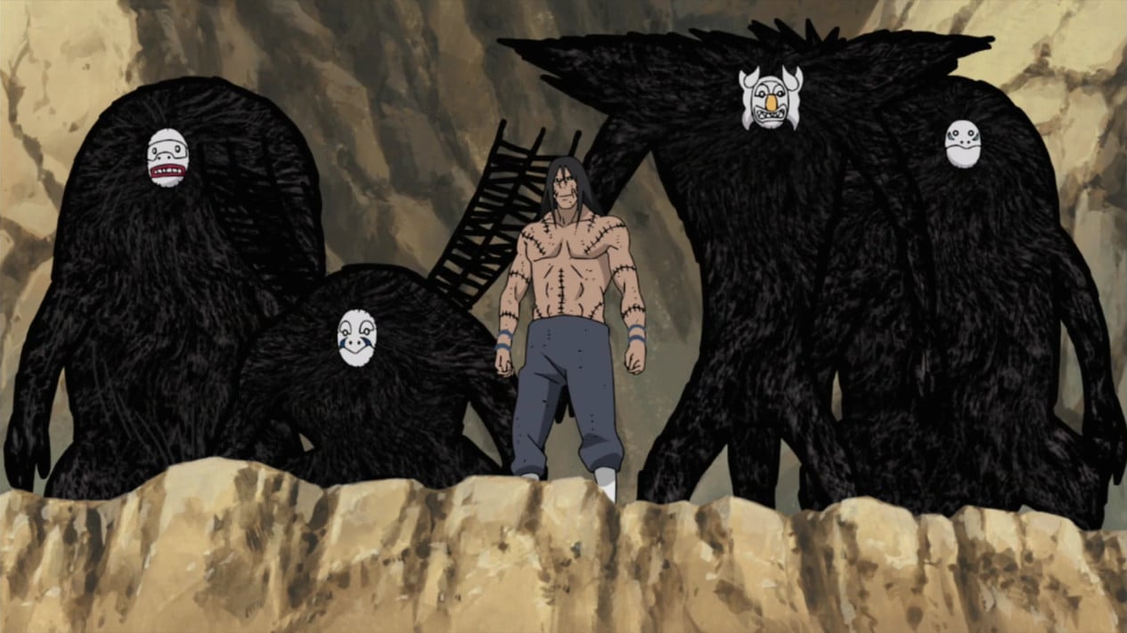 10. Mayfly (Zetsu), 9. Death Controlling Possessed Blood (Hidan), 8. C4 (Deidara), 7. Performance Of A Hundred Puppets (Sasori), 6. Earth Grudge Fear (Kakuzu), 5. Great Shark Bullet (Kisame), 4. Paper Person Of God (Konan), 3. Shinra Tensei (Pain), 2. Tsukuyomi (Itachi), 1. Kamui (Obito)