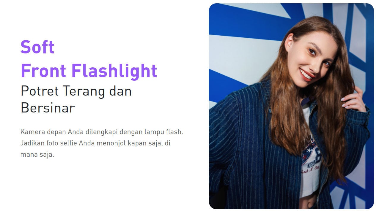 1. Desain Unik dengan Perlindungan Anti-Bakteri, 2. Kamera Depan dengan Flash untuk Swafoto Sempurna, 3. Memori Lega dan Extended RAM untuk Performa yang Lancar, 4. Triple Slot untuk Fleksibilitas Maksimal, 5. Keamanan Terjamin dengan Pemindai Sidik Jari, 6. Konektivitas Wi-Fi 5 untuk Internet yang Cepat