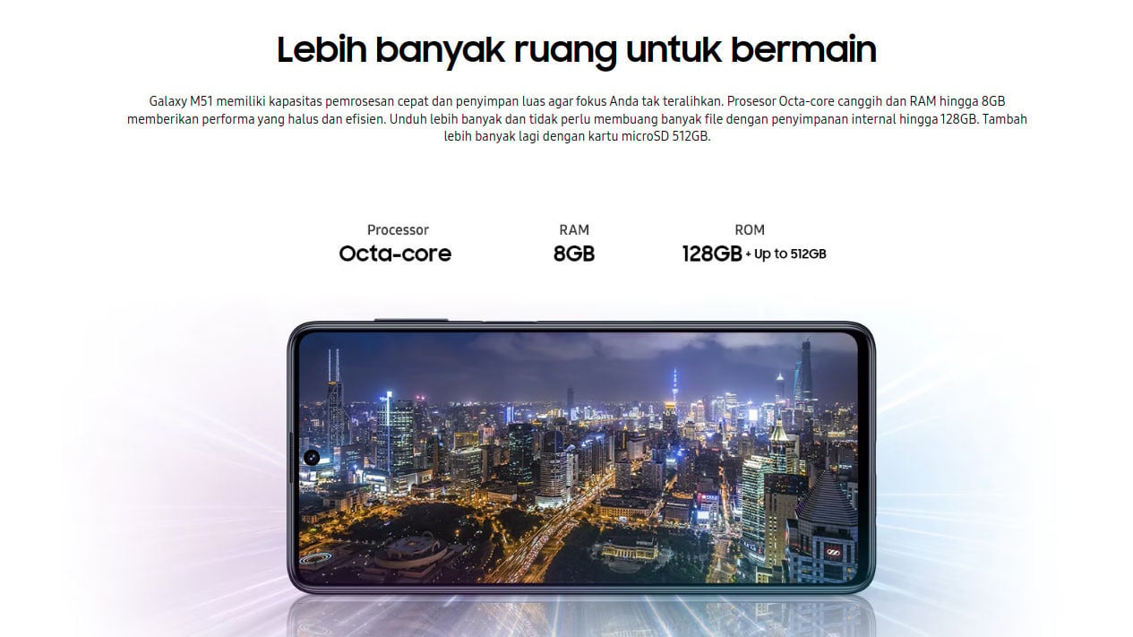 Spesifikasi Samsung Galaxy M51 Memuaskan di Kelasnya, Performa Mumpuni dengan Snapdragon 730G, Kamera Mumpuni untuk Foto dan Video, Baterai Jumbo Tahan Lama, Fitur Lengkap dan Konektivitas Mutakhir, Harga Samsung Galaxy M51 
