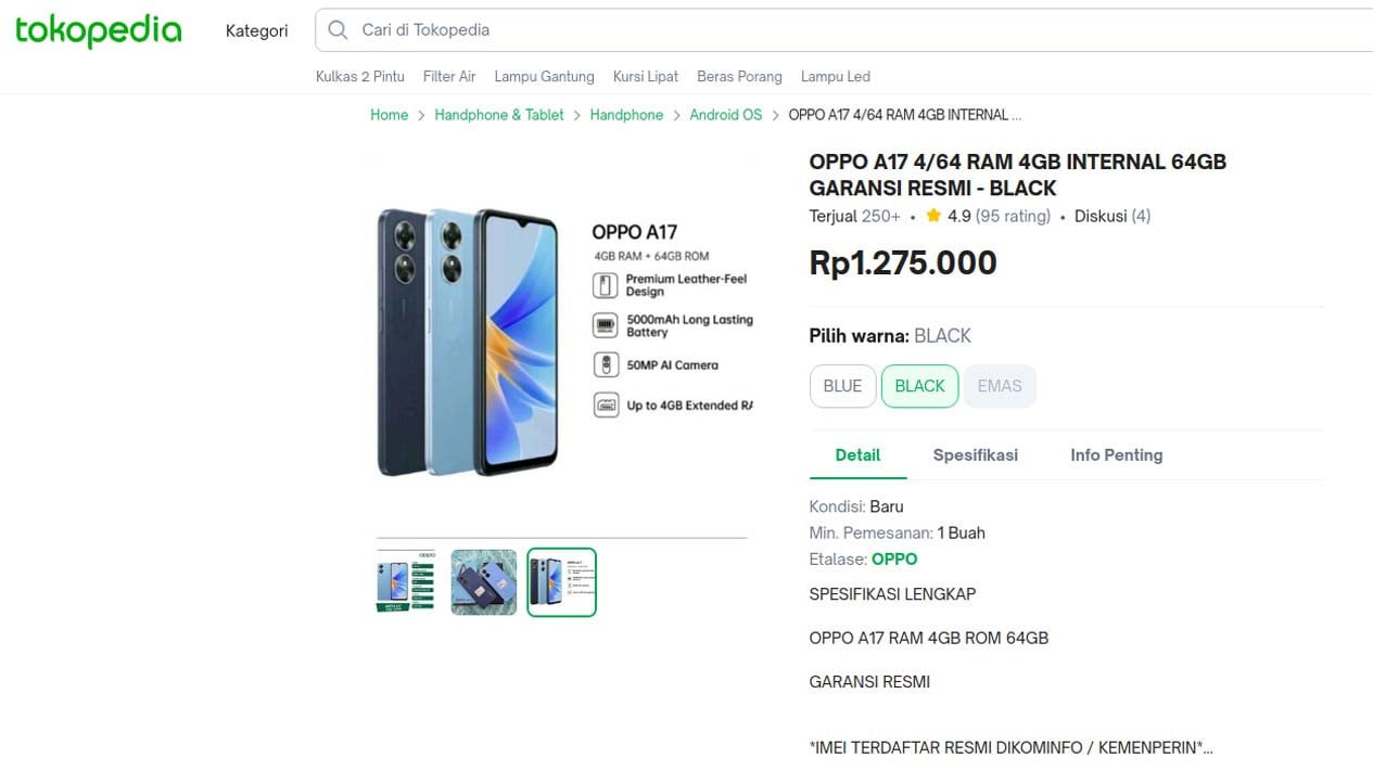 Spesifikasi OPPO A17 Mumpuni dan Kamera Berkualitas Tinggi, Performa Andal dan Baterai Tahan Lama, Fitur Pendukung Lainnya, Pilihan Warna dan Harga OPPO A17