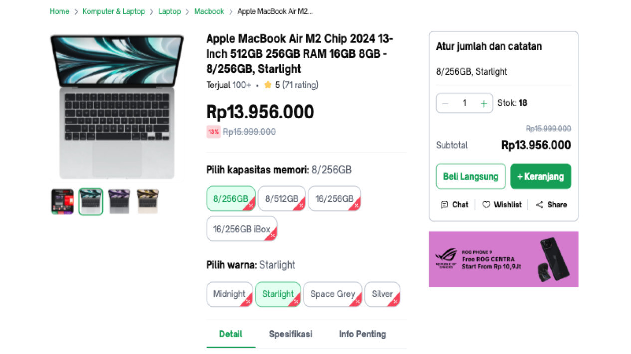 Harga MacBook Air M2 Terjun Bebas 