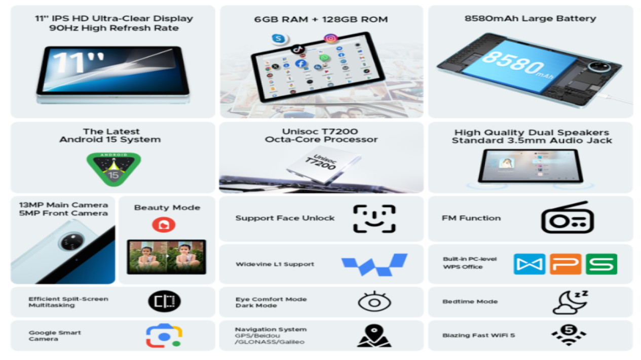 tablet#doogee, Desain Premium yang Tetap Praktis, Layar 11 Inci dengan Perlindungan Mata, Baterai Jumbo 8580mAh: Tahan Seharian, Kamera Jernih dan Keamanan Modern, Performa Andal di Android 15, Pilihan Edisi: Standar dan VIP, Cocok untuk Pelajar dan Profesional, Penawaran Harga Spesial Terbatas