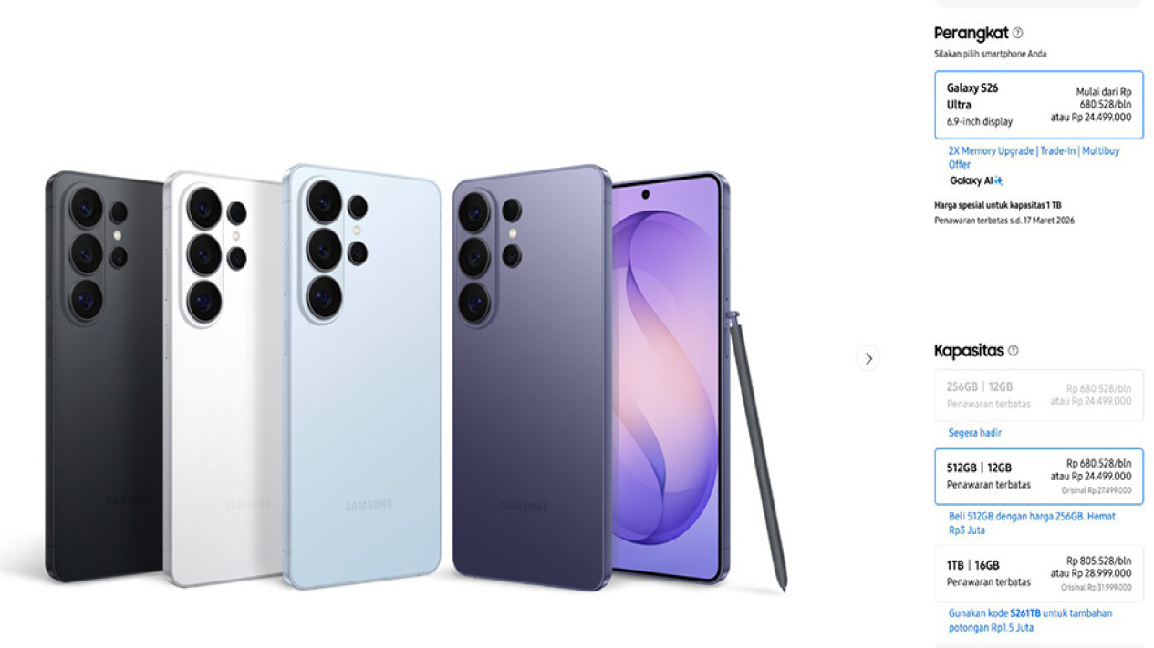 Performa Lebih Cepat dan AI Lebih Adaptif, Enam Inovasi Baru di Galaxy S26 Series, Promo Pre-Order Hingga Rp7,5 Juta, Kolaborasi Eksklusif dengan SukkhaCitta, Harga Galaxy S26 Series di Indonesia