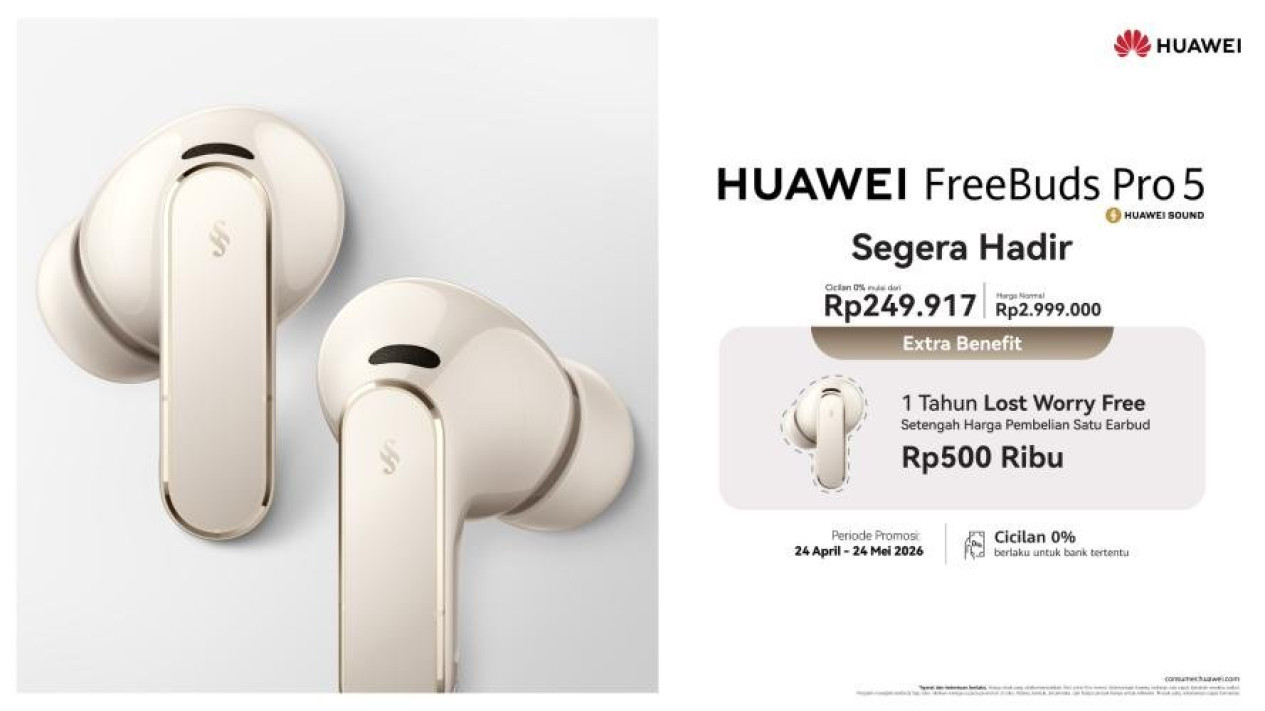 Harga Huawei FreeBuds Pro 5 dan Ketersediaan di Indonesia, Huawei FreeBuds Pro 5 Hadirkan Dual-Engine AI Noise Cancellation, Audio Huawei FreeBuds Pro 5 Lebih Hidup dengan Ultra Immersive Sound, Huawei FreeBuds Pro 5 Bikin Panggilan Lebih Jernih di Segala Situasi, Desain Huawei FreeBuds Pro 5 Nyaman untuk Aktivitas Seharian, Huawei FreeBuds Pro 5 Dukung Koneksi Fleksibel Multi Perangkat, Harga Huawei FreeBuds Pro 5 dan Ketersediaan di Indonesia, Huawei FreeBuds Pro 5 Jadi TWS Premium yang Layak Dilirik