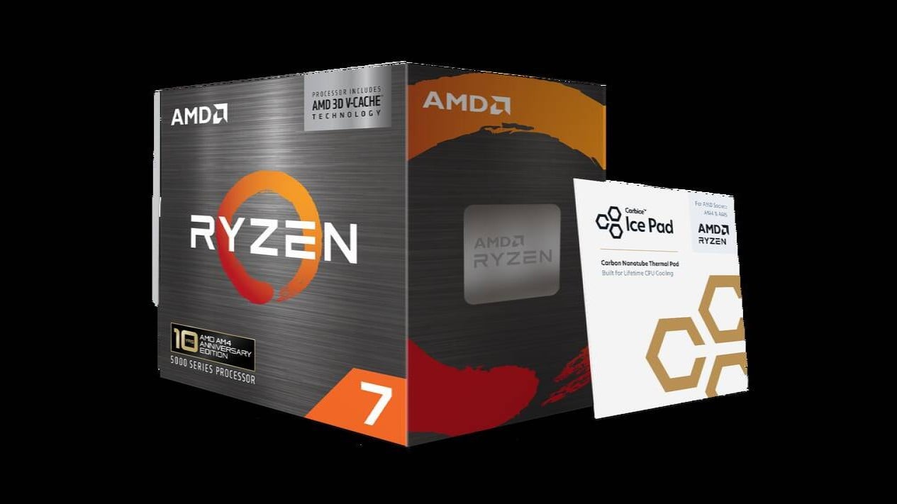 AMD Ryzen 7 5800X3D dengan thermal pad yang disertakan bersama CPU (Photo: AMD)