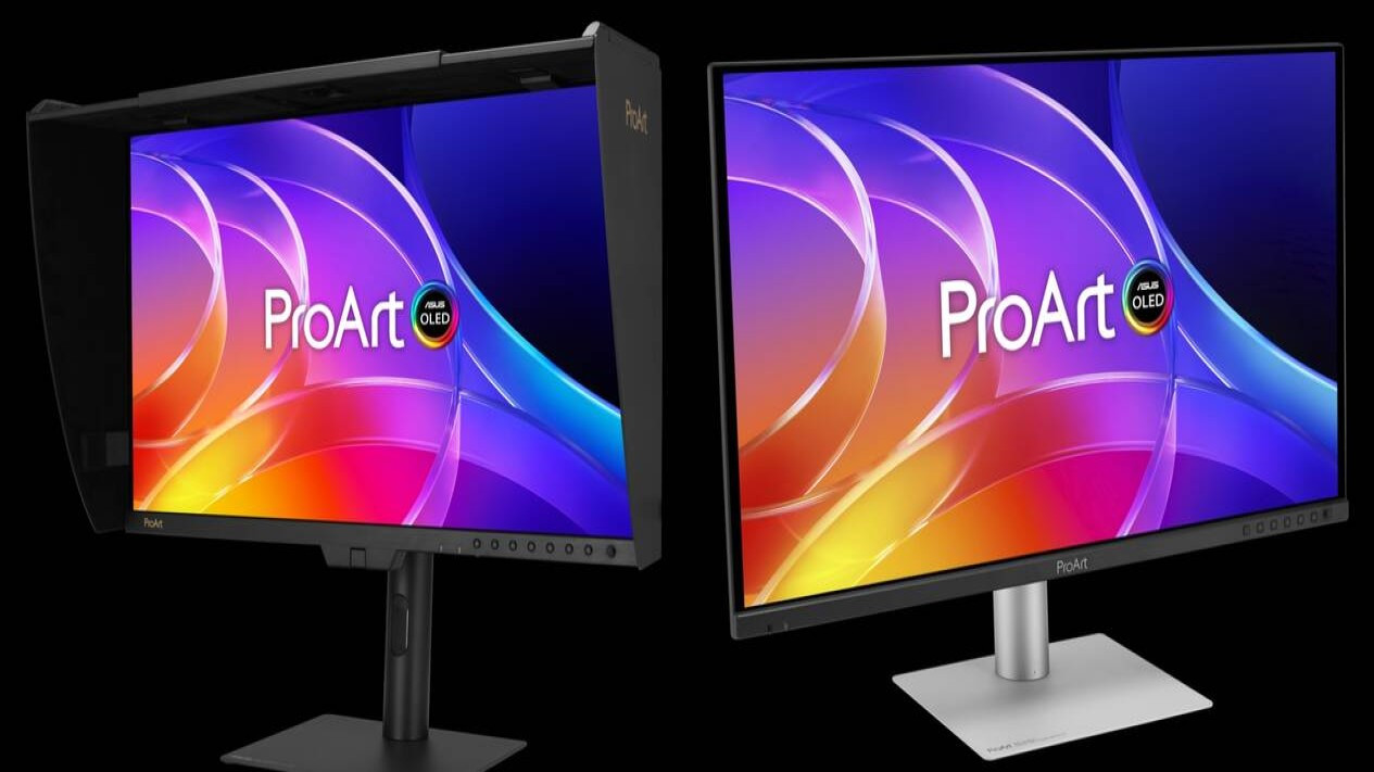 Tampilan monitor Asus ProArt 32 inci di sebelah kiri dan model 29 inci di sebelah kanan. (Photo: Asus), Kualitas Visual Memukau dengan Panel QD OLED 4K, Fitur Pendukung Produktivitas dan Konektivitas Thunderbolt 4, Pilihan Model Lain untuk Berbagai Kebutuhan Profesional, Menilik Persaingan Monitor Kelas Atas di Computex 2026