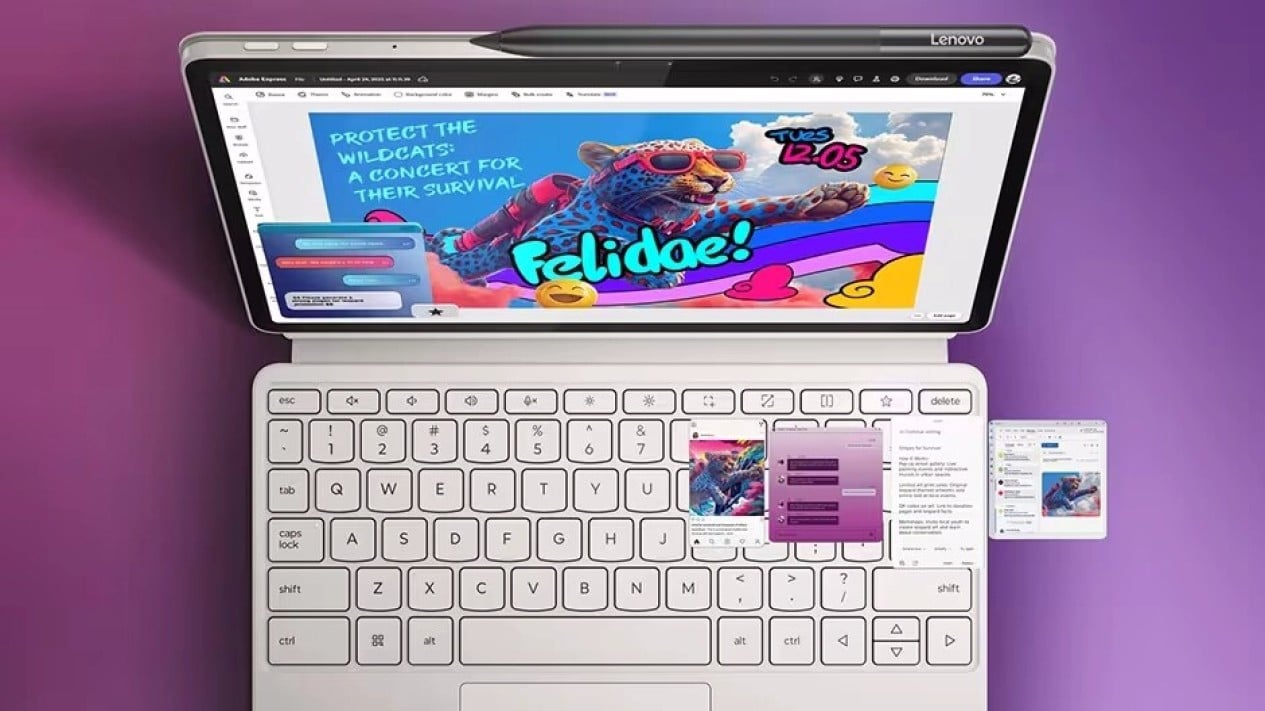 Keyboard Lenovo Yoga Tab, Bodi Sangat Tipis dengan Teknologi Baterai Silicon Carbon, Layar Resolusi Tinggi yang Adaptif dan Ramah Mata, Performa Snapdragon 8 Gen 3 dalam Balutan Tipis, Ragam Fitur AI untuk Mempercepat Proses Kerja, AI Live Transcript, Pencatat Rapat Otomatis dan Andal, Smart Connect, Jembatan Nirkabel ke Laptop Lenovo, Baterai 8860 mAh Tahan Seharian Penuh, Paket Lengkap Stylus dan Keyboard dalam Kotak Penjualan, Harga dan Ketersediaan di Indonesia