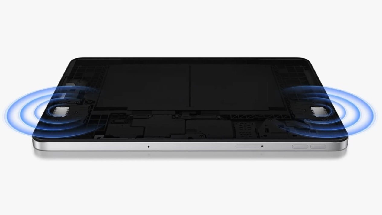 Konfigurasi speaker stereo pada Redmi Pad 2 9.7 dengan dukungan Hi-Res Audio, Layar 2K yang Jernih dan Sangat Ramah di Mata, Refresh Rate 120Hz Bikin Setiap Gerakan Terasa Mulus, Performa Snapdragon 6s 4G Gen 2 yang Solid untuk Harian, Baterai 7.600 mAh yang Awet Seharian Penuh, Bodi Aluminium Tipis yang Kokoh dan Premium, HyperOS 3 dengan fitur Konektivitas yang Memudahkan, Speaker Stereo dan Dukungan Hi-Res Audio, AI Face Unlock yang Cepat serta Ekspansi Memori Hingga 2 TB