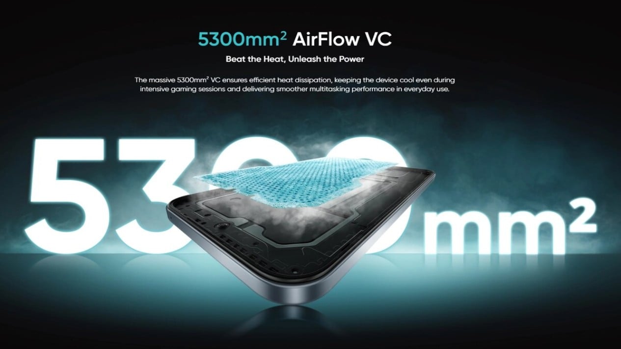 Sistem pendingin AirFlow Vapor Chamber pada r‌ealme 16T 5G seluas 5300 mm², Baterai Titan 8000 mAh yang Bisa Bertahan Tiga Hari, Baterai Titan r‌ealme 16T 5G berkapasitas 8000 mAh dengan teknologi Silicon Carbon, Pengisian Daya Cepat 45W dengan Fitur Bypass Charging, Proses pengisian daya r‌ealme 16T 5G dengan f‌ast charging 45W, Layar AMOLED 6,81 Inci dengan Refresh Rate 144 Hz, Ketahanan Air dan Debu Berlapis dengan Standar Militer, Kamera Utama 50 MP dengan Sensor Sony IMX852, Fitur Selfie Mirror pada modul kamera belakang r‌ealme 16T 5G, Performa Dimensity 6300 yang Cukup untuk Kebutuhan Harian, Sistem Pendingin AirFlow VC Seluas 5300 mm², Sistem pendingin AirFlow Vapor Chamber pada r‌ealme 16T 5G seluas 5300 mm², Konektivitas Lengkap untuk Kebutuhan Masa Kini