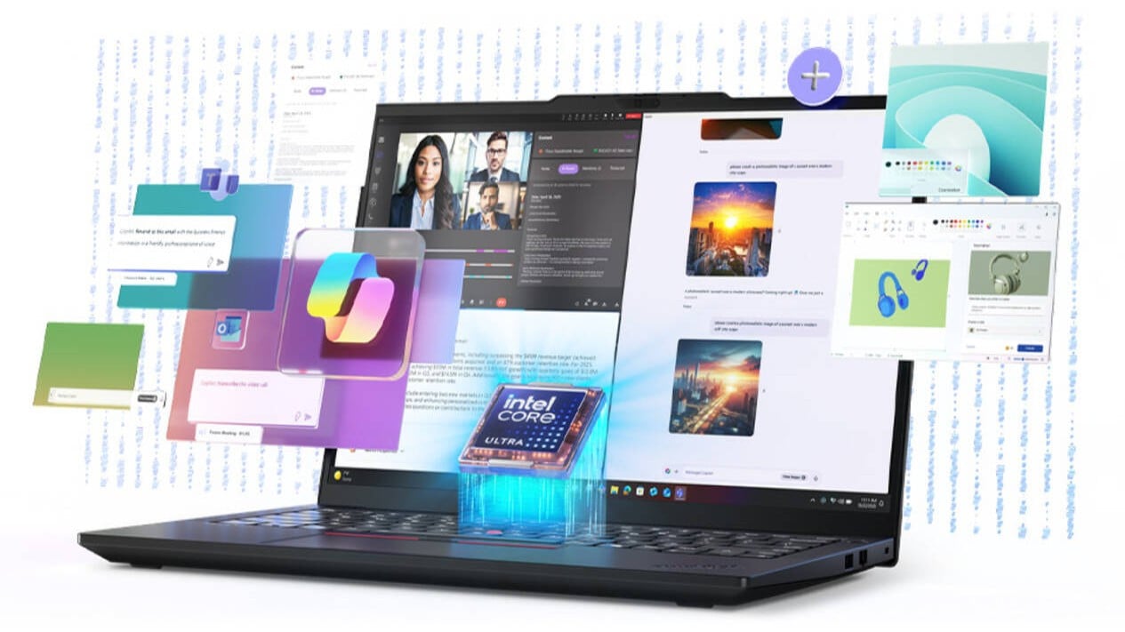 Tampak depan L‌enovo ThinkPad E14 Gen 8 dengan layar 14 inci, keyboard ergonomis, dan trackpad lebar., Lompatan Performa dengan Intel Panther Lake, Opsi Layar 120 Hz yang Memanjakan Mata, Fleksibilitas Memori dan Penyimpanan, Potensi Rilis di Indonesia