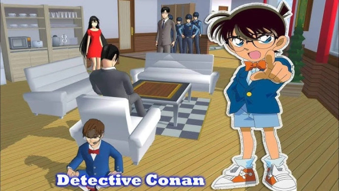Conan Menyelesaikan Kasus di Sakura School Simulator