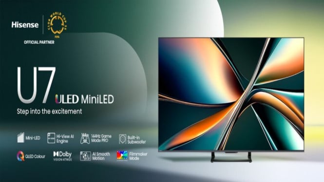 Hisense resmi meluncurkan TV Mini-LED terbaru seri U7Q, Tersedia dalam Lima Ukuran, Didukung Teknologi AI dan Fitur Sinematik, Didesain Khusus untuk Gaming, Kualitas Audio Mumpuni dengan Dolby Atmos, Harga dan Ketersediaan
