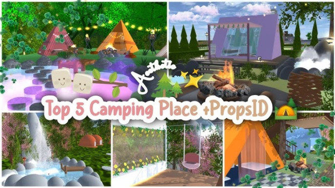 Glamping Terbaik di Sakura School Simulator, 1. Glamping Camp di Area Pegunungan, 2. Sakura Luxury Camping Ground, 3. Romantic Glamping Spot, 4. Campfire Glamping Area, 5. Jungle Glamping Adventure