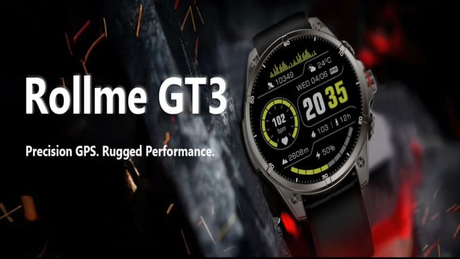 Rollme GT 3: Jam Tangan Pintar Tangguh, Tahan Guncangan dan Siap Hadapi Medan Ekstrem, Navigasi Akurat dengan GPS Dual-Band, Daya Tahan Baterai Sampai 65 Hari, Fitur Kesehatan dan Olahraga Lengkap, Harga Terjangkau dan Promo Menarik