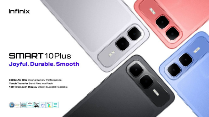 Infinix Smart 10 Plus: HP Rp 1 Jutaan Rasa Premium, Tahan Dipakai Seharian!, Performa Gesit, Cocok untuk Aktivitas Harian, Layar Cerah dan Responsif, Tahan di Segala Kondisi, Baterai Jumbo 6.000 mAh, Siap Temani Seharian, Fitur Infinix Smart 10 Plus, Desain Stylish &amp; Nyaman Digenggam, Ekosistem Infinix Makin Lengkap, Harga Infinix Smart 10 Plus