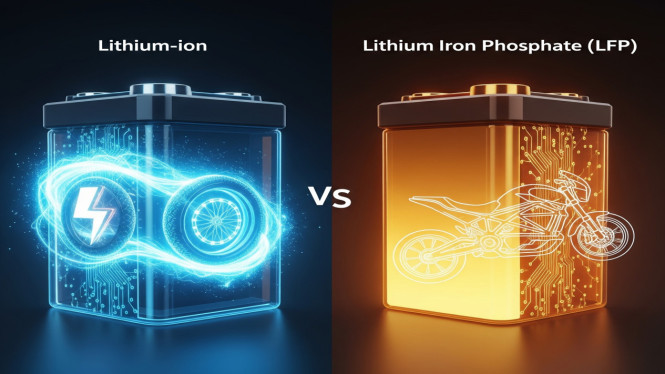 Perbandingan Baterai Lithium-ion vs Lithium LFP pada Sepeda Motor Listrik, 1. Komposisi Kimia dan Struktur, 2. Umur Baterai dan Daya Tahan, 3. Keamanan dan Risiko, 4. Densitas Energi dan Jarak Tempuh, 5. Harga dan Biaya Jangka Panjang, 6. Kecepatan Pengisian Daya, 7. Kesesuaian Aplikasi