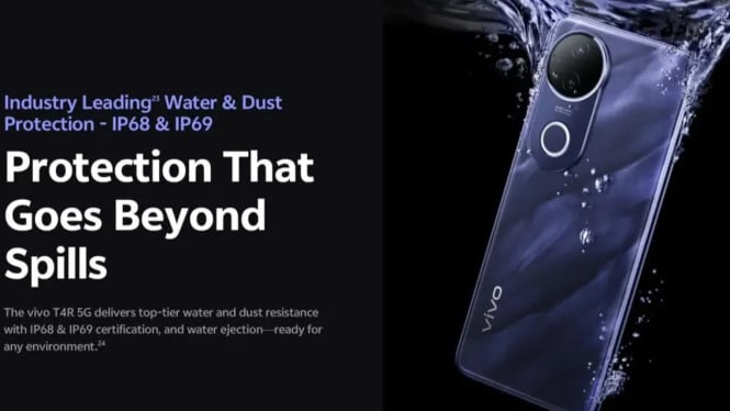 Spesifikasi vivo T4R 5G yang Bakal Membuat Anda Tertarik, Mulai dari Chipset hingga Bodi!, 1. Ditenagai Chipset MediaTek Dimensity 7400 yang Efisien dan Kuat, 2. Konfigurasi Storage Besar untuk Performa Optimal, 3. Layar AMOLED 6,77 Inci dengan Proteksi Diamond Shield Glass, 4. Kamera Premium dengan Kemampuan Recording Video 4K, 5. Desain Kokoh dengan Standar Militer MIL-STD-810H, 6. Mobilitas Daya Unggul dengan Baterai 5700 mAh