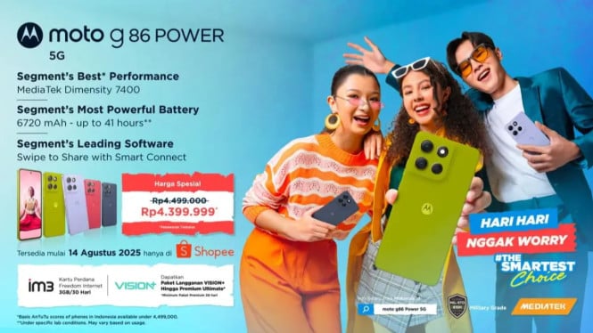 Moto g86 POWER 5G Hadir di Indonesia dengan Baterai Jumbo dan Performa Gahar!, Fitur Unggulan Moto g86 POWER 5G, 1. Performa dan Baterai Super Awet, 2. Layar Paling Cerah di Kelasnya, 3. Fitur Kamera Cerdas, Penawaran Perdana dan Ketersediaan, Kesimpulan:
