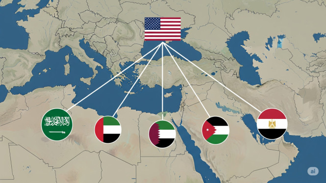 Negara Muslim Timur Tengah yang Jadi Sekutu Utama Amerika Serikat, Hubungan AS dan Timur Tengah: Didominasi Kepentingan Strategis, 1. Arab Saudi: Mitra Energi dan Keamanan, 2. Uni Emirat Arab (UEA): Pusat Militer dan Perdagangan, 3. Qatar: Tuan Rumah Pangkalan Udara Terbesar AS, 4. Yordania: Sekutu Tradisional yang Stabil, 5. Mesir: Penerima Bantuan Militer Terbesar Kedua dari AS, Tabel: Dukungan AS terhadap Negara Sekutu Utama di Timur Tengah, Dukungan yang Penuh Perhitungan
