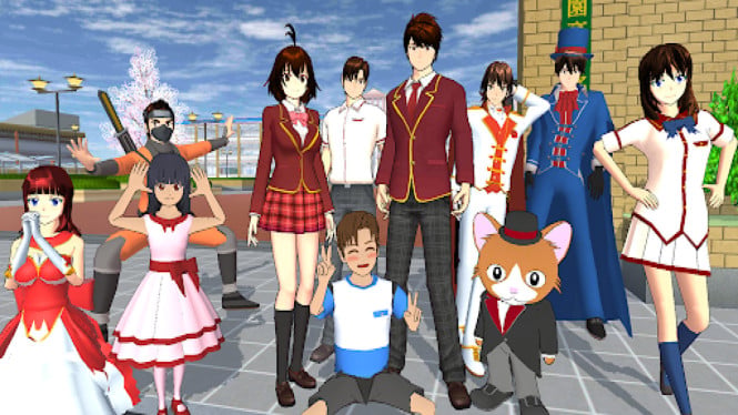 Adegan Demonstrasi Realistis di Sakura School Simulator