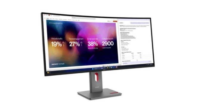 Monitor ThinkVision P40WD-40, Spesifikasi Layar IPS Black 39,7 Inci, Konektivitas Lengkap dengan Thunderbolt 4 dan PD 140W, Fitur Produktivitas dan Efisiensi Energi, Desain Ergonomis dan Fitur Keamanan Mata
