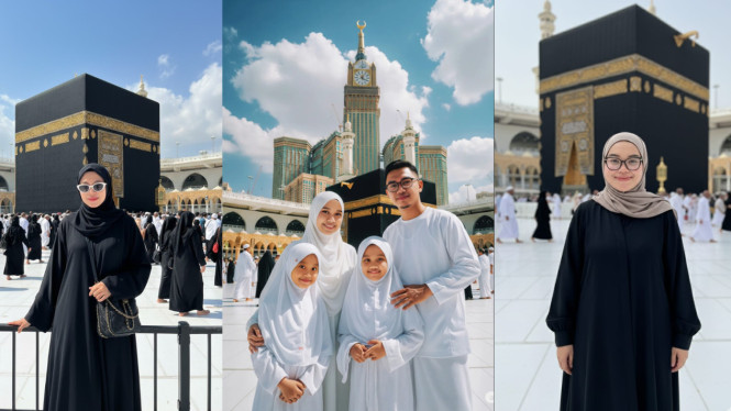 Foto di Depan Kakbah Pakai Gemini AI, Prompt Cowok dengan Kain Ihram, Prompt Cewek dengan Abaya Hitam, Prompt Pasangan Suami Istri di Depan Ka’bah, Prompt Keluarga Kecil dengan Nuansa Umroh, Prompt Duduk di Depan Ka’bah