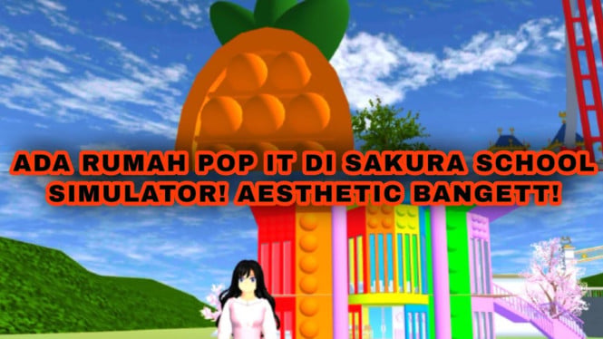 Rumah Warna-Warni dengan ID Rumah Pop It Unicorn di Sakura School Simulator!