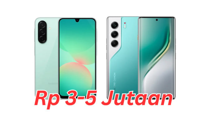 HP Terbaik Rp 3–5 Juta, 1. iQOO Z10 5G – Baterai Super Tahan Lama, 2. Samsung Galaxy A26 5G – Update Software Terlama, 3. Tecno Camon 40 Pro 5G – Kamera Premium Harga Terjangkau, 4. POCO X7 5G – Pilihan Gamer Budget, 5. POCO X7 Pro 5G – Performa Gahar di Bawah Rp 5 Juta, 6. POCO F6 – Snapdragon 8s Gen 3, Flagship Murah, 7. Infinix GT 30 Pro – Raja Gaming Terjangkau, 8. Realme 13 Pro+ – Kamera Zoom Terbaik di Kelasnya