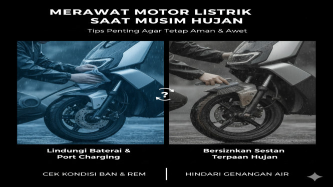 Merawat Motor Listrik Saat Musim Hujan, 1. Hindari Mengendarai Motor Listrik di Genangan Banjir, 2. Periksa dan Lindungi Baterai, 3. Jaga Sistem Kelistrikan Tetap Kering, 4. Bersihkan Motor Setelah Terkena Air, 5. Periksa Rem dan Ban, 6. Gunakan Cover atau Pelindung Saat Parkir, 7. Lakukan Perawatan Berkala, 8. Tips Tambahan