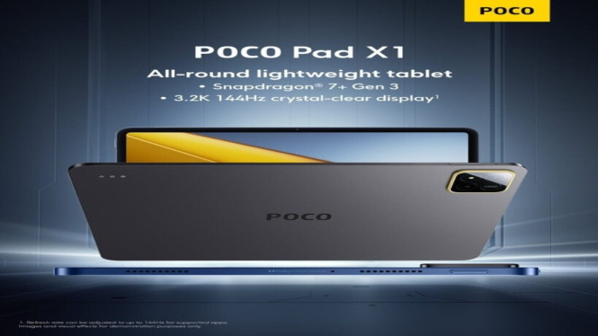 POCO Pad X1 Resmi Meluncur, Desain Minimalis, Dua Warna Premium, Ditenagai Snapdragon 7+ Gen 3, Performa Naik Drastis, Layar 3.2K 144Hz, Visual Lebih Jernih dan Halus, Dikabarkan Rebranding Xiaomi Pad 7, Fitur Lengkap untuk Produktivitas, Menjelang Peluncuran, Antusiasme Kian Meningkat