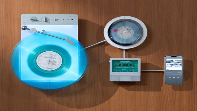 TRETTITRE TTT: Pemutar Vinyl Futuristik dengan Lampu Ambient