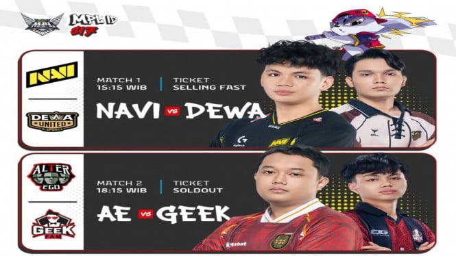 Jadwal MPL ID S17 Hari Ini: Dewa United vs Navi & Geek Fam