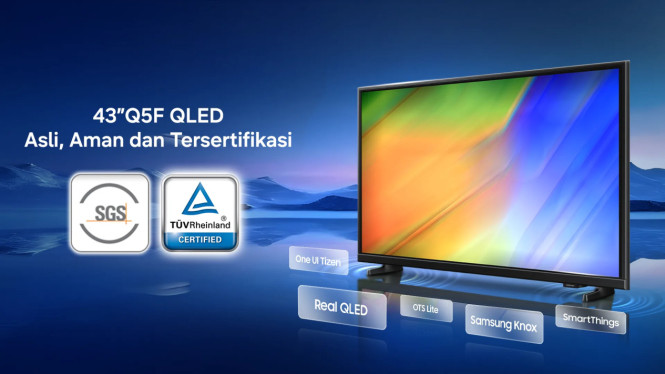 Samsung QLED Q5F 43 Inci Dirilis, Ini Alasan TV Ini Menarik di Kelas Rp4 Jutaan, Samsung QLED Q5F Hadir di Kelas Harga Rp4 Jutaan, Layar Real QLED dengan Quantum Dot, Update Tizen OS 7 Tahun Jadi Daya Tarik Utama, Knox Security untuk Perlindungan Data di Smart TV, Bisa Terhubung dengan SmartThings, Fitur Audio dan Desain yang Ditawarkan, Ringkasan Spesifikasi Samsung QLED Q5F 43 Inci