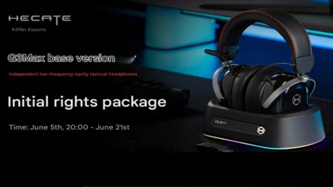Edifier Hecate G3 Max Base Edition dengan Dock Multifungsi dan RGB, Driver 53mm Hecate G3 Max Base Edition (Photo: Edifier), Dock Multifungsi yang Memudahkan Pengisian dan Penggunaan, Teknologi Audio yang Menyempurnakan Pengalaman Gaming, Konektivitas Lengkap dan Mikrofon Noise-Canceling, Daya Tahan Baterai yang Mumpuni untuk Penggunaan Lama