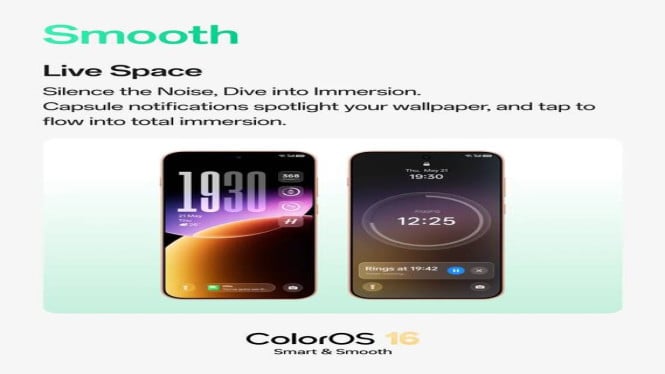 ColorOS 16 Update Bawa AI Mind Pilot dan Fitur Baru untuk Pengalaman Lebih Lancar, Antarmuka Live Space yang Lebih Responsif dan Bersih, AI Mind Pilot menggabungkan berbagai model AI untuk respons kontekstual (Photo: Oppo), Konektivitas Antar Platform Makin Mudah dengan O+ Connect, Fitur AI Grouping mengorganisir aplikasi berdasarkan kategori dan warna (Photo: Oppo), AI Mind Pilot: Integrasi Beragam Model AI dalam Satu Interface, AI Menu Translation menerjemahkan menu restoran secara instan (Photo: Oppo), Fitur AI Tambahan yang Mempermudah Aktivitas Sehari-hari