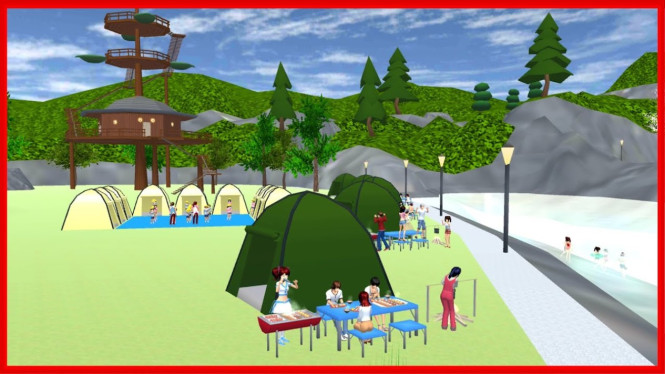 Camping di Sakura School Simulator
